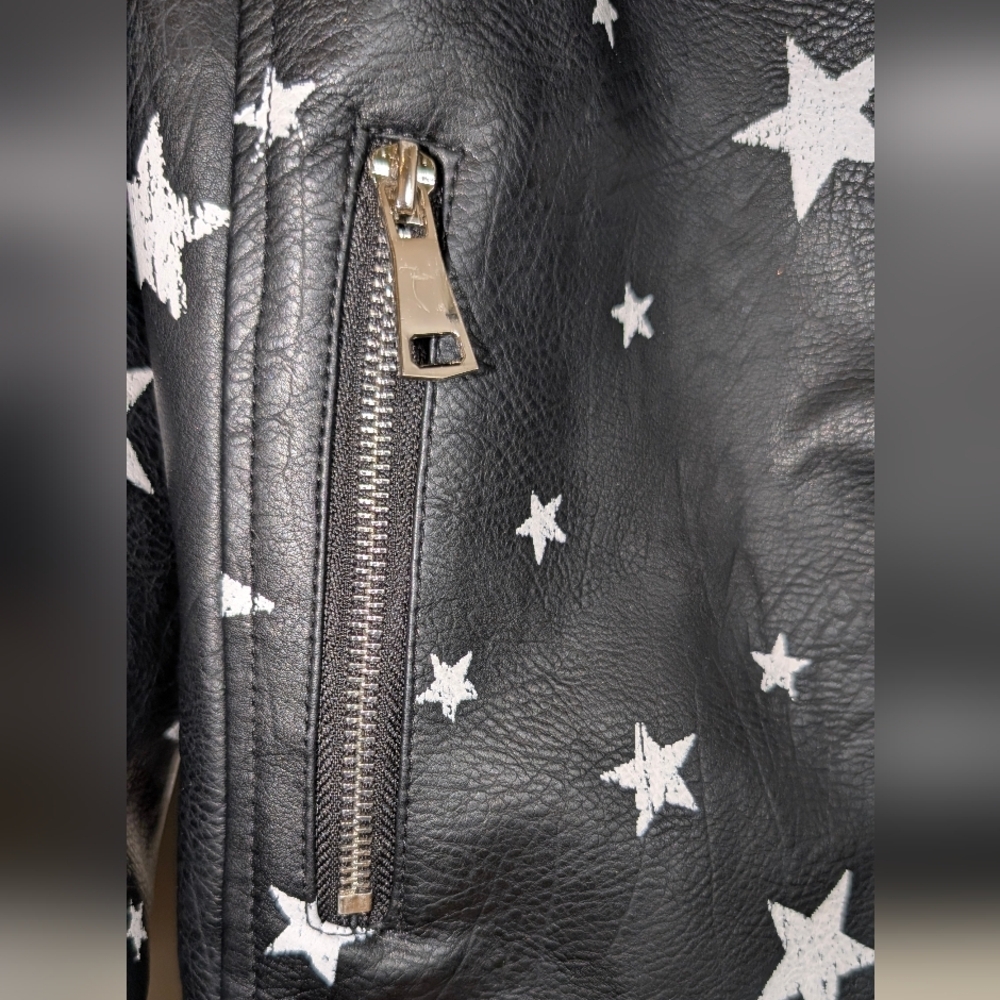 Aqua Faux black leather jacket with stars Sz XS - Picture 8 of 8